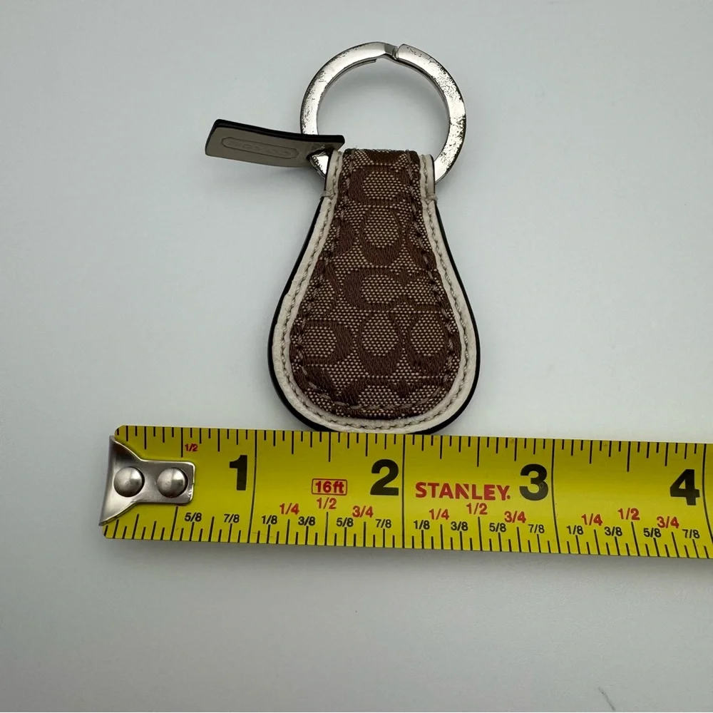 Vintage Coach Signature C Jacquard Teardrop Key Fob Bag Charm Brown
